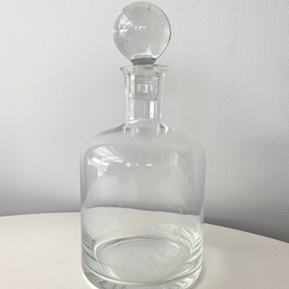 Clear Hand Blown Glass Decanter